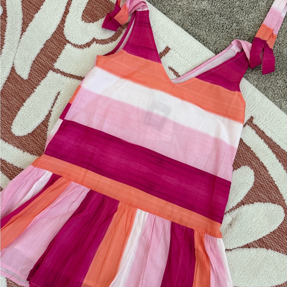 Vibrant Pink and Orange Striped Mini Dress